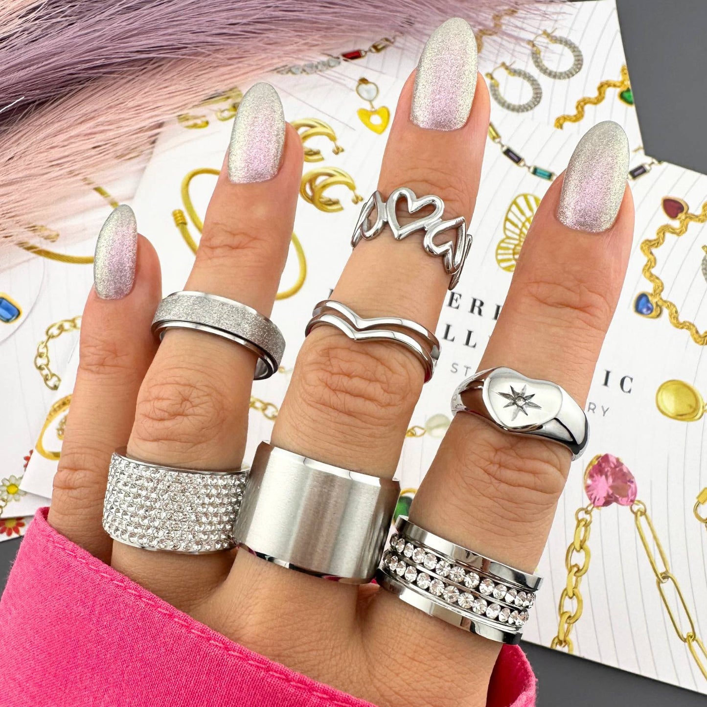 Chunky bling ring-silver