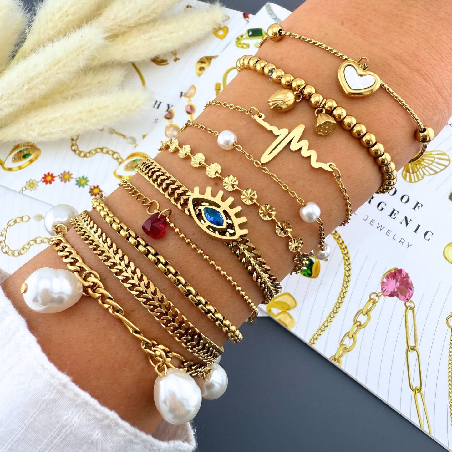 Pearl charm bracelet