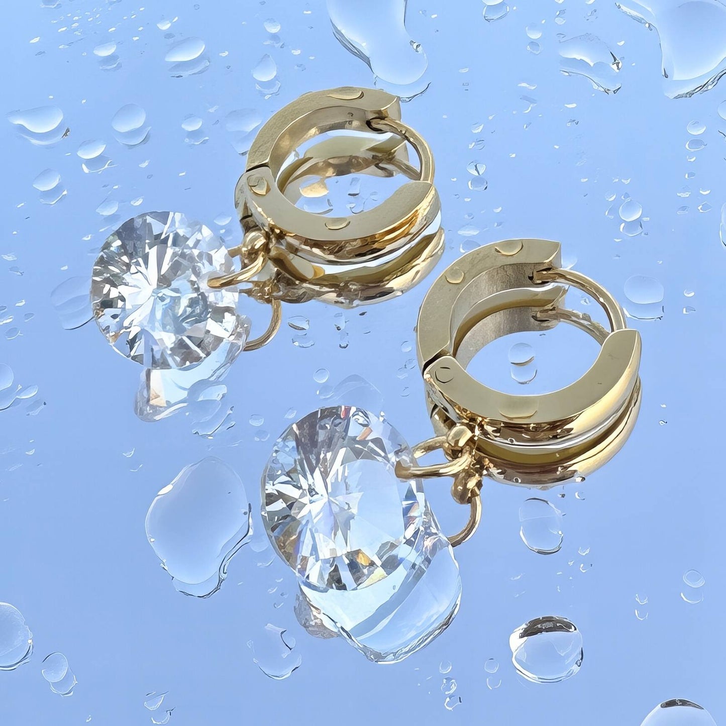 Crystal disc drop earrings