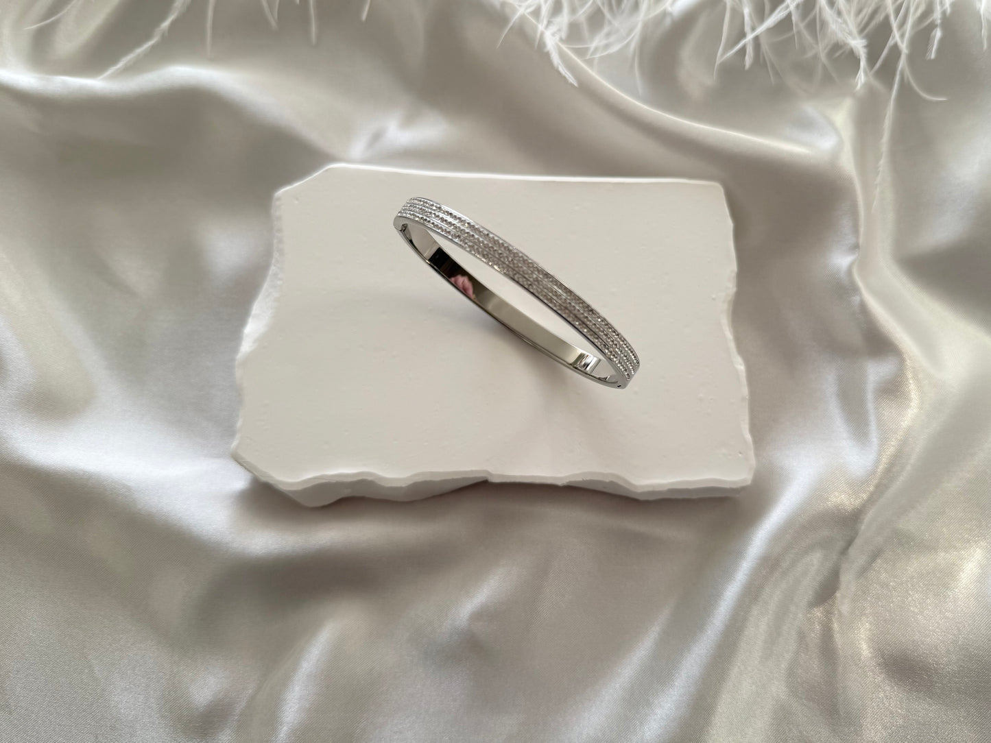 Mini diamonte covered Bangle silver
