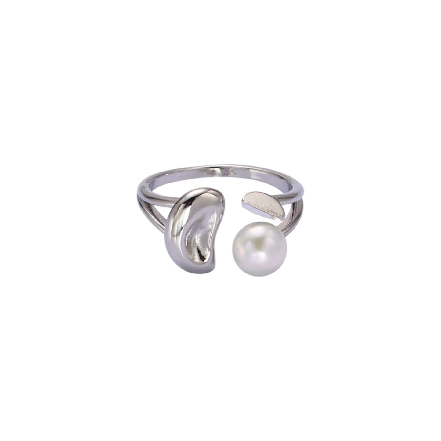 Mini pearl wrap ring silver