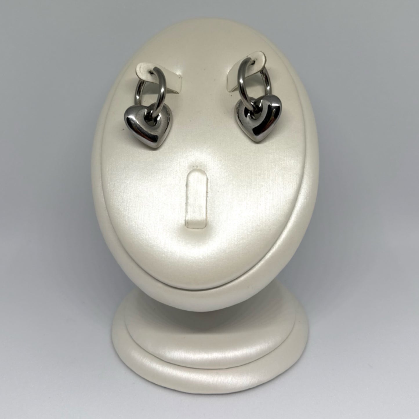 Chunky puffy heart earrings silver