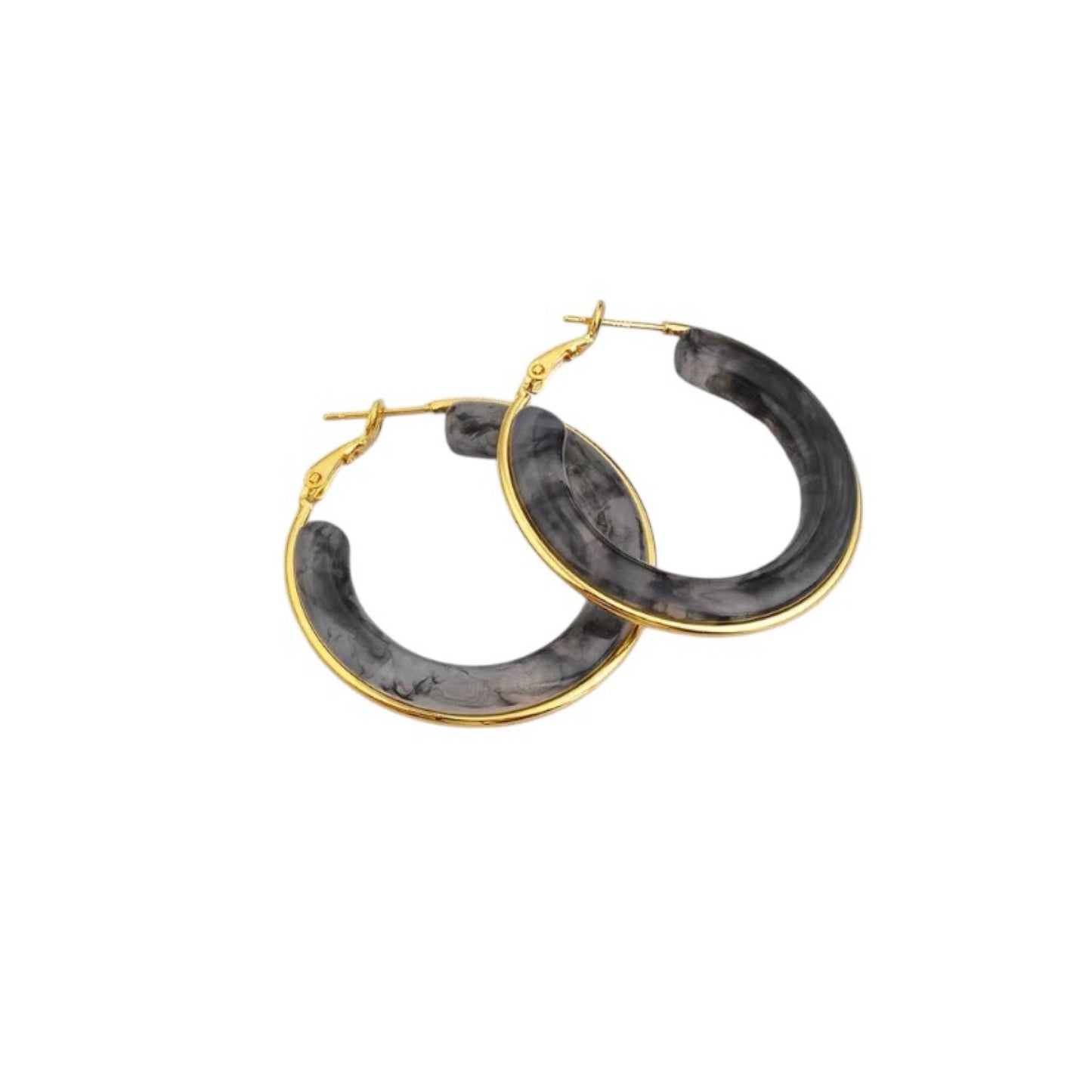Retro black & gold Hoop earrings