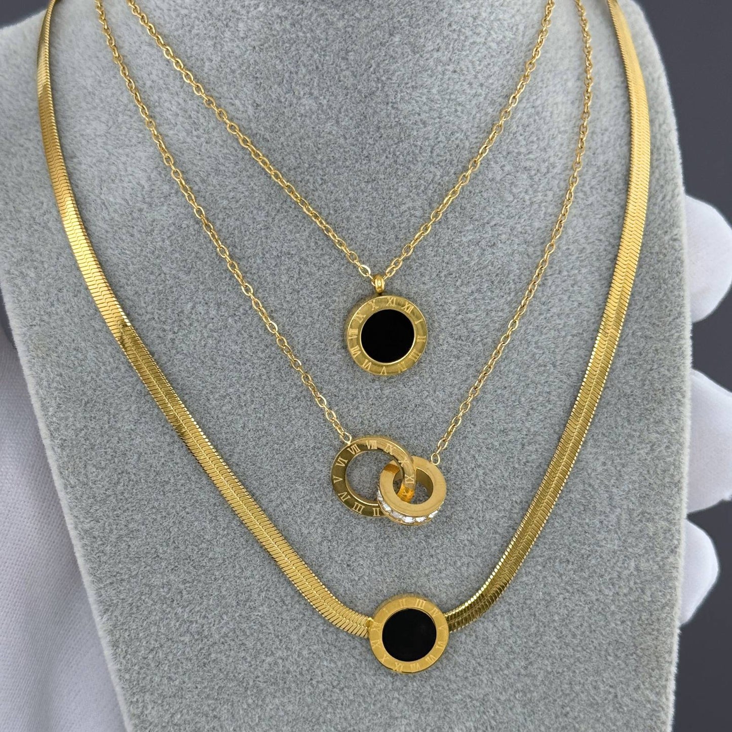 Roman numeral linked Gold necklace