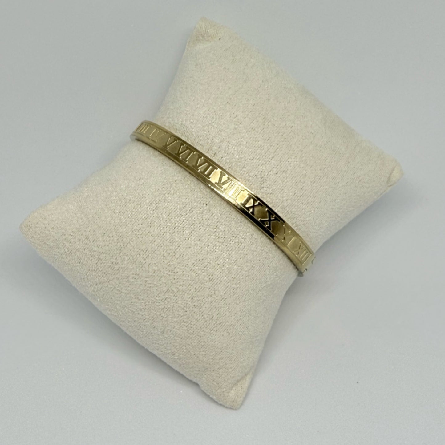 Roman numeral gold bangle