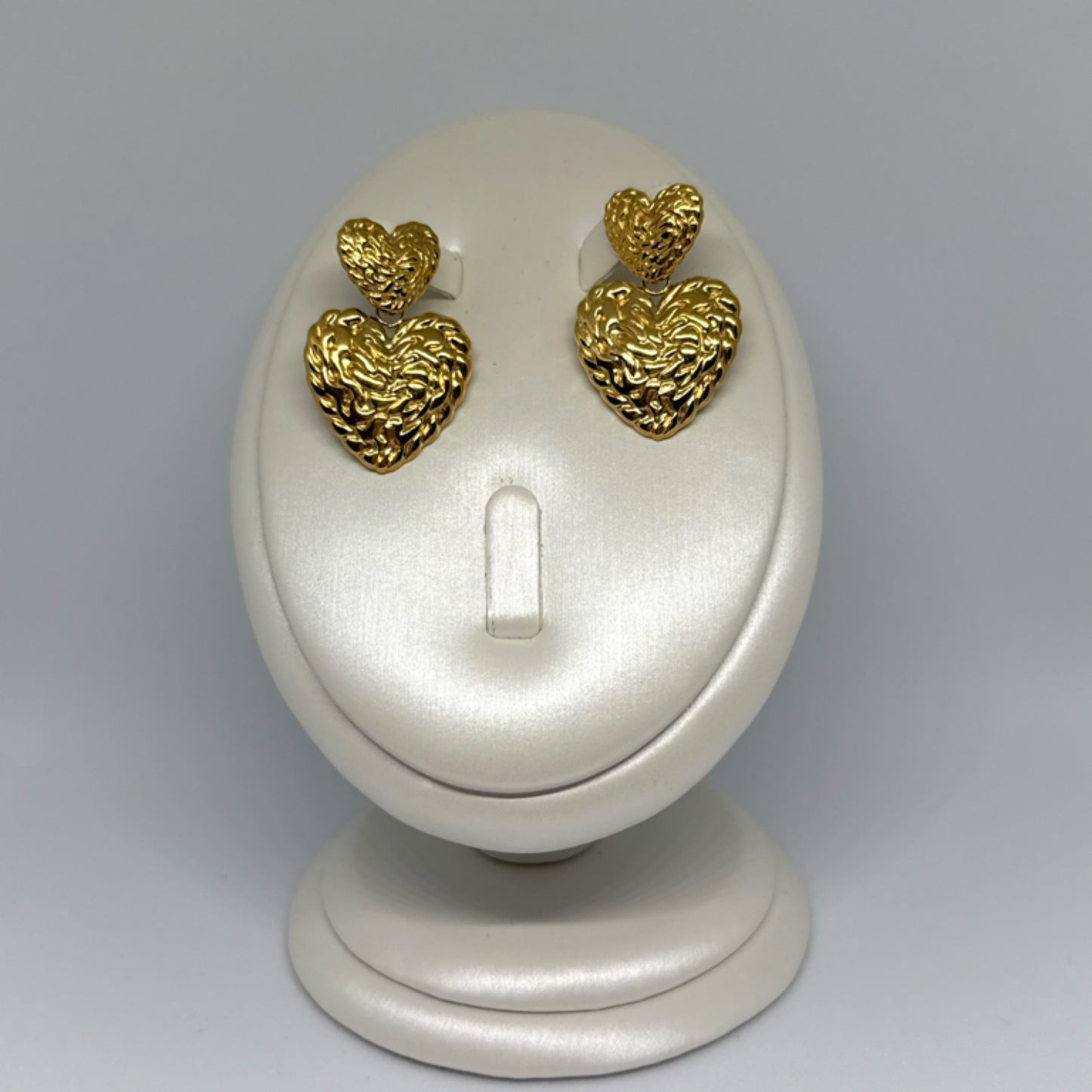 Textured heart stud earrings