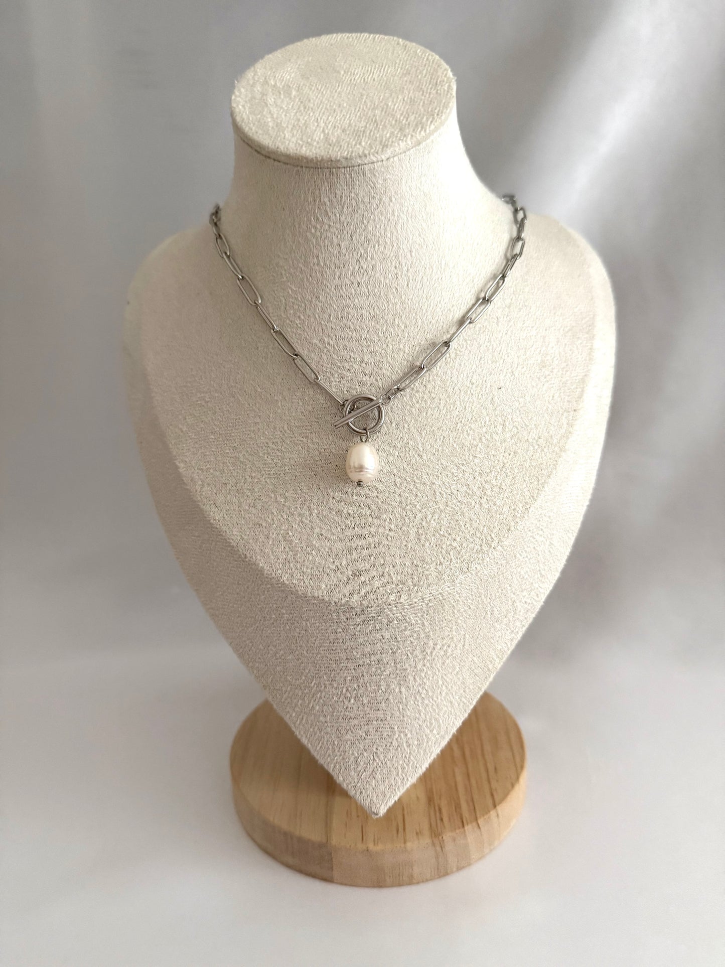 Pearl fob necklace Silver