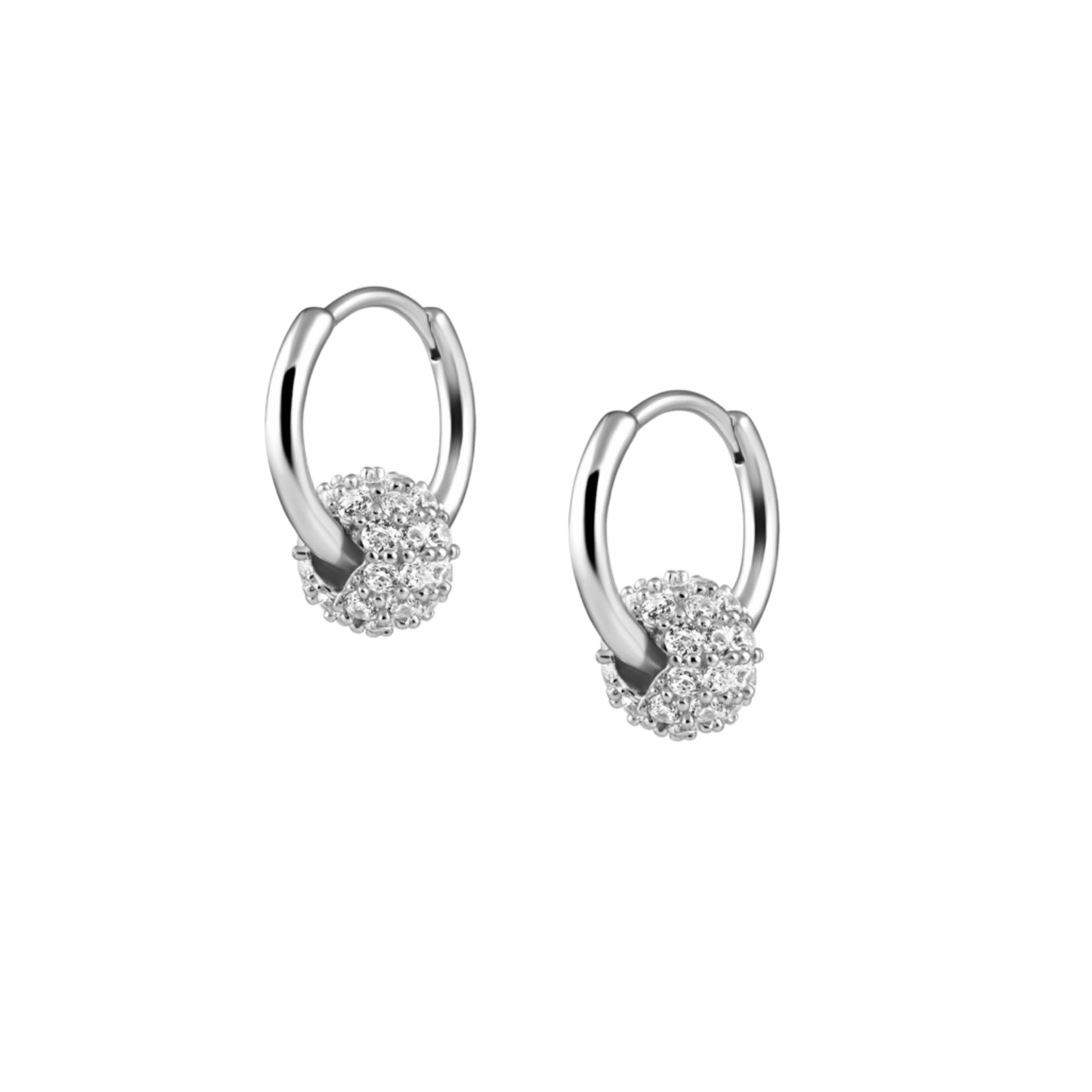 Crystal ball earrings silver