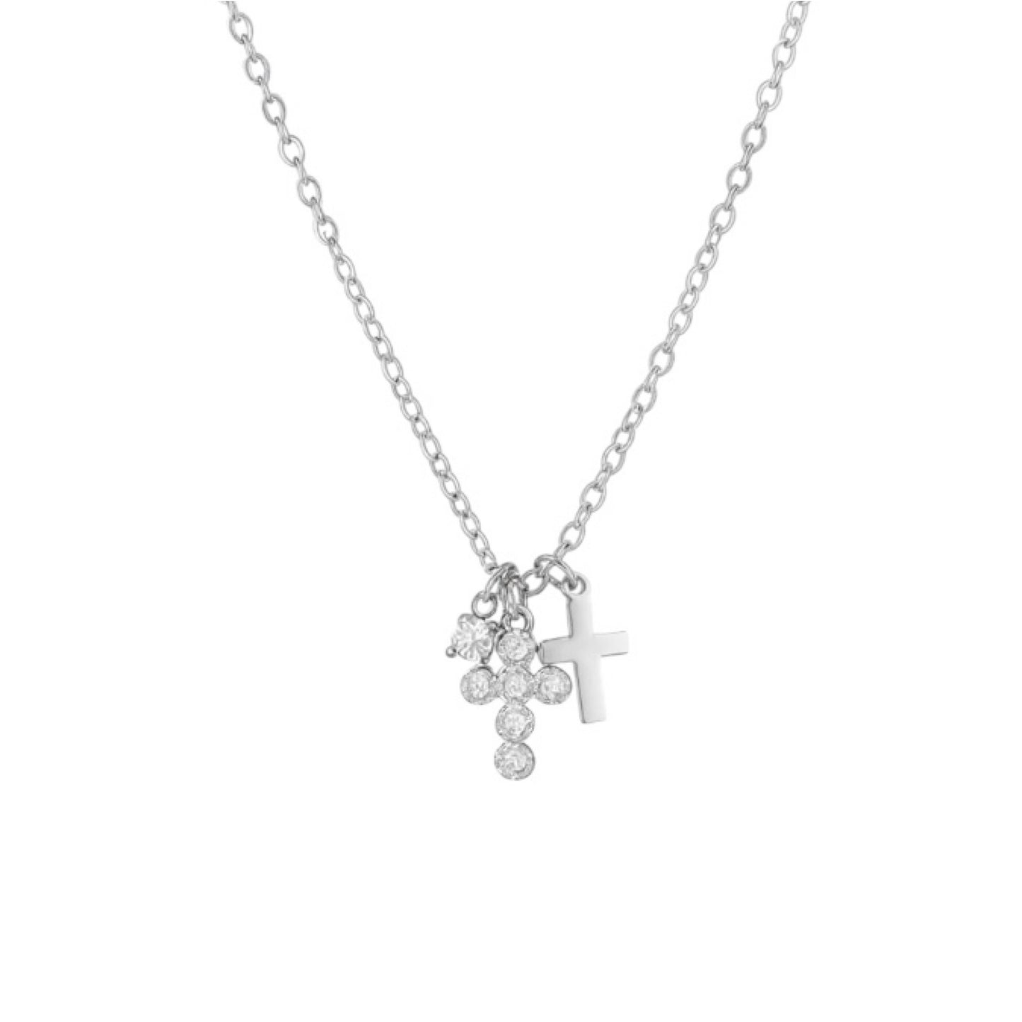 Multi cross necklace silver