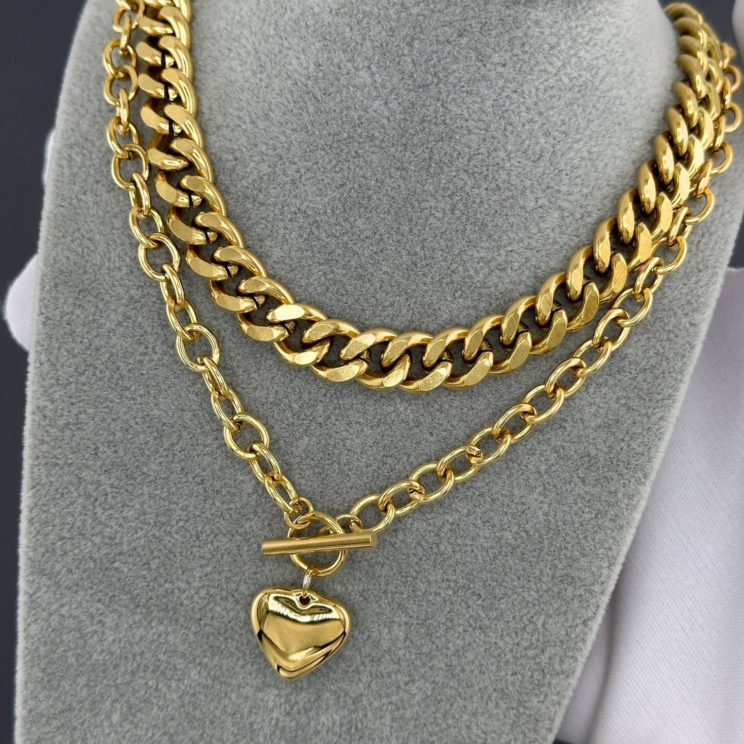 Heart fob necklace-gold