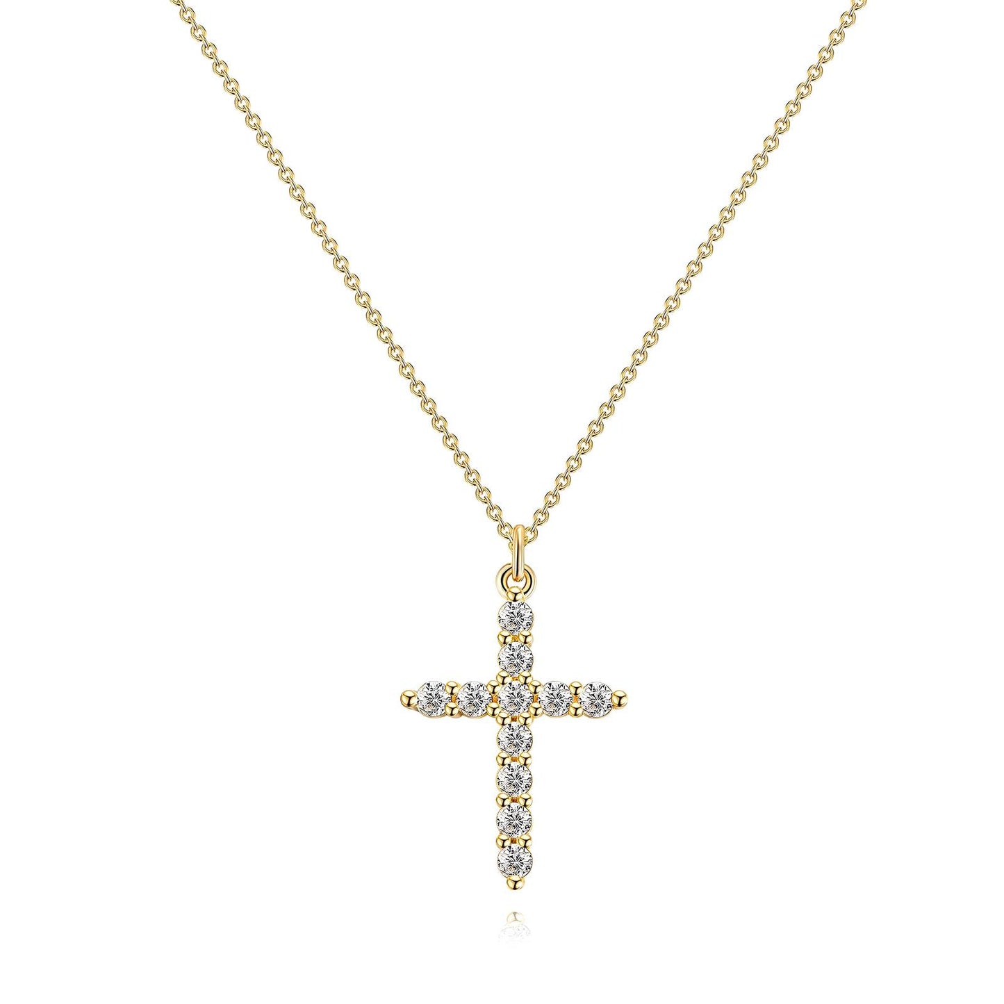 Diamonte Cross Necklace-Gold
