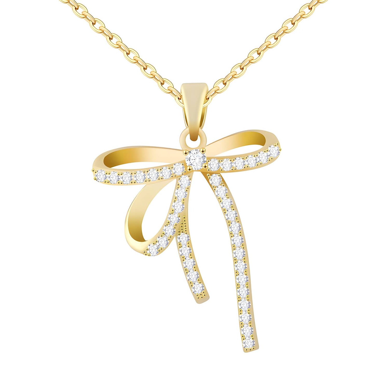 Diamonte bow necklace