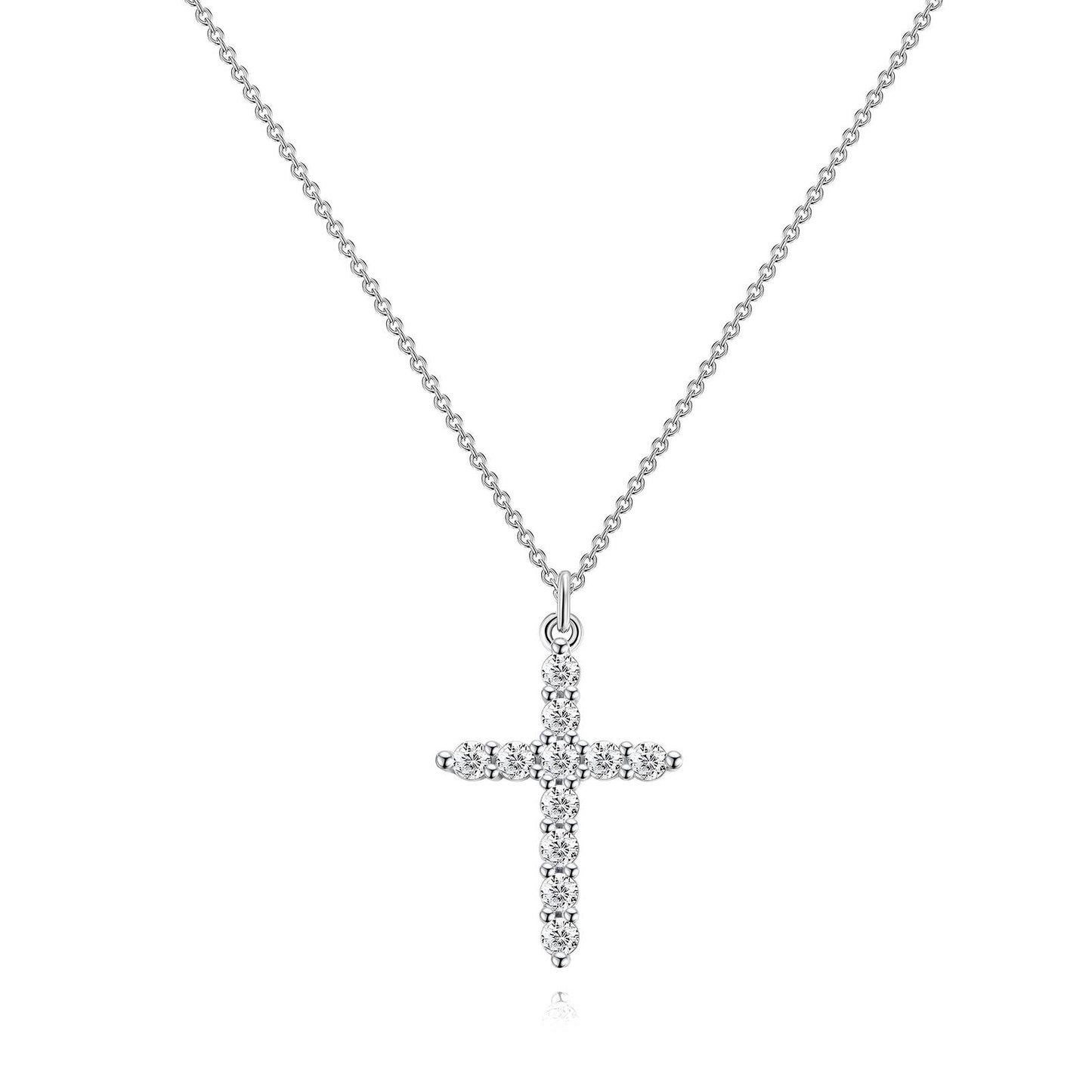 Diamonte Cross necklace-Silver
