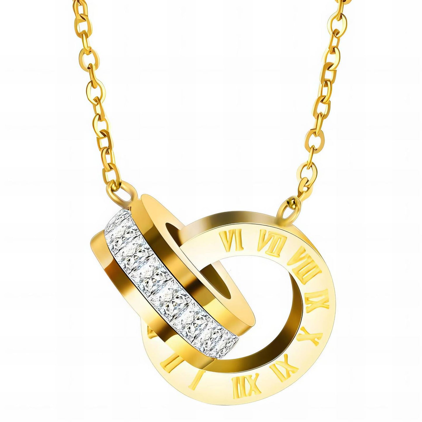 Roman numeral linked Gold necklace