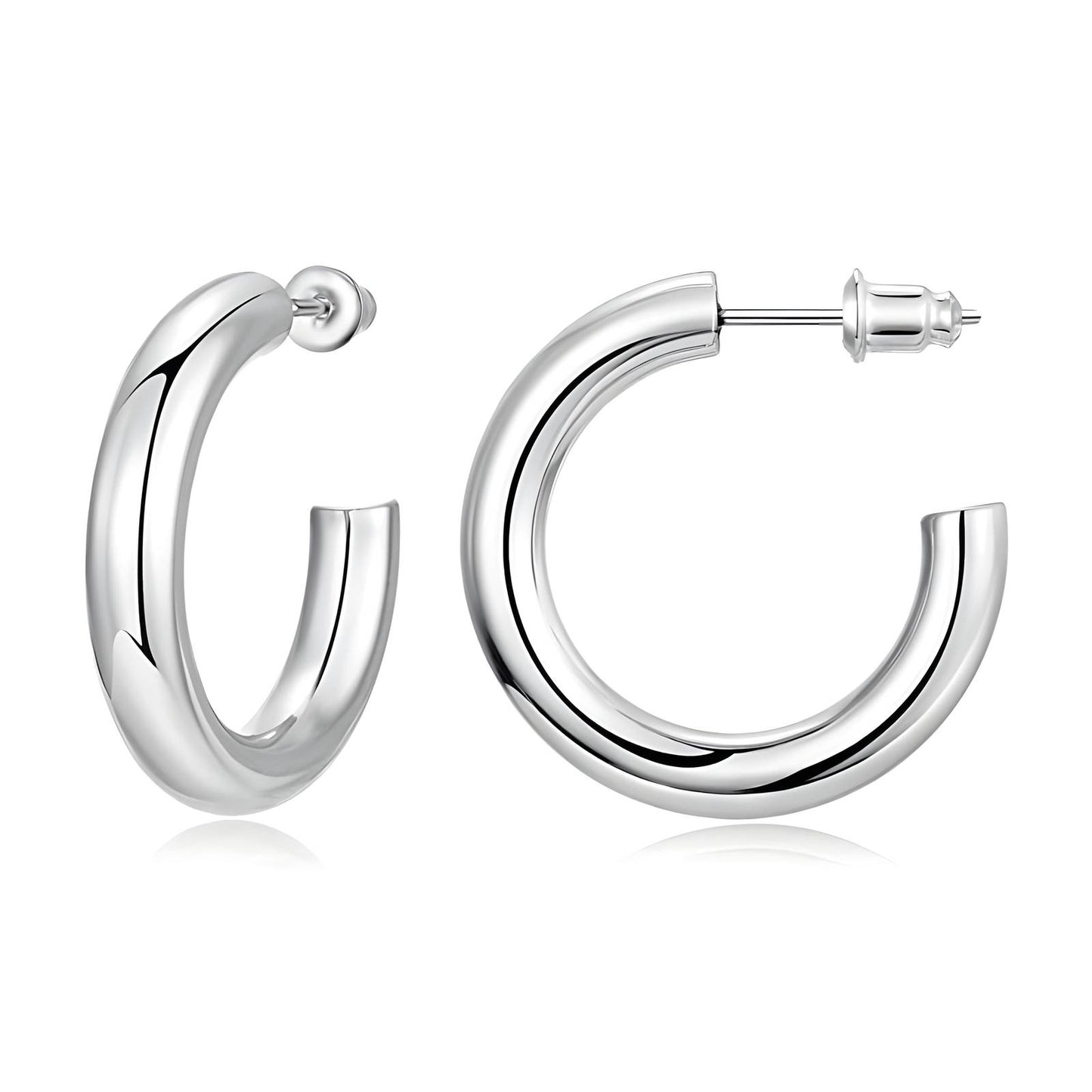 Chunky hoop stud-silver
