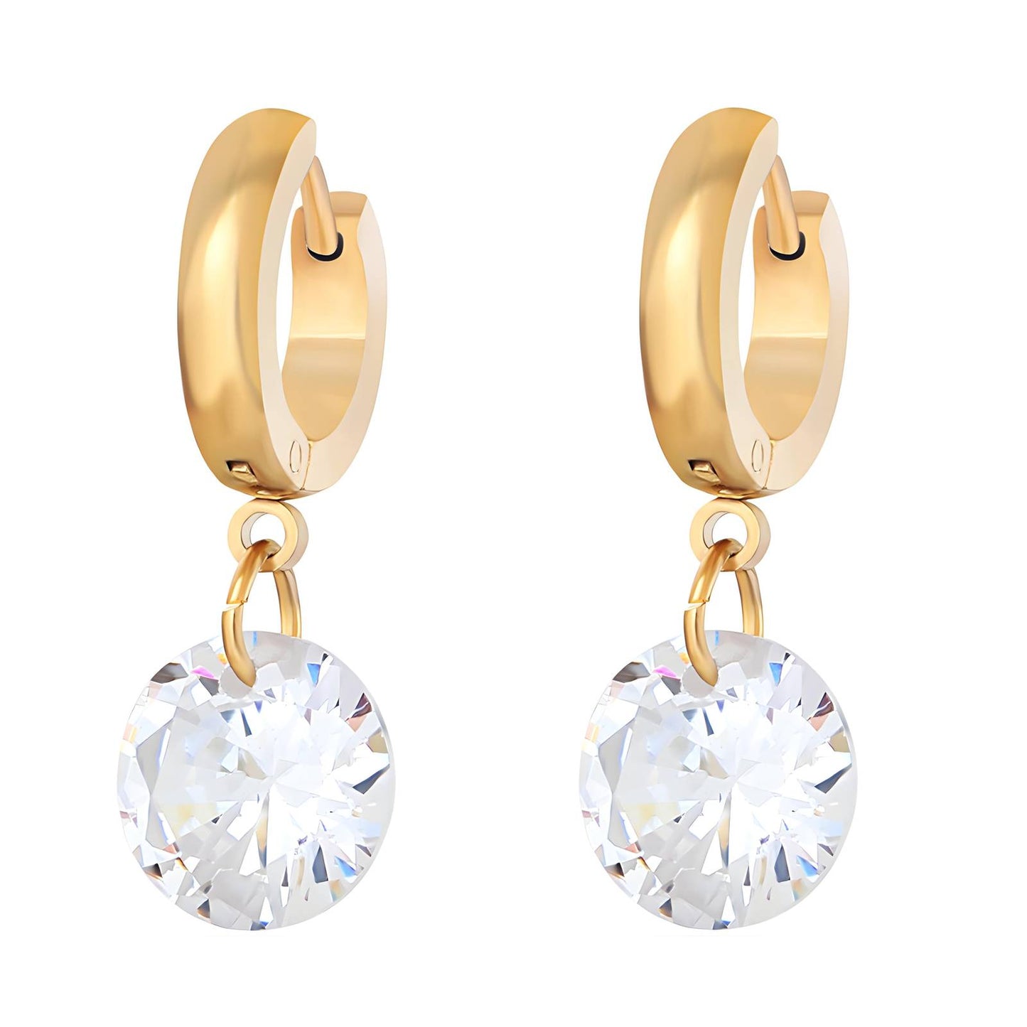 Crystal disc drop earrings