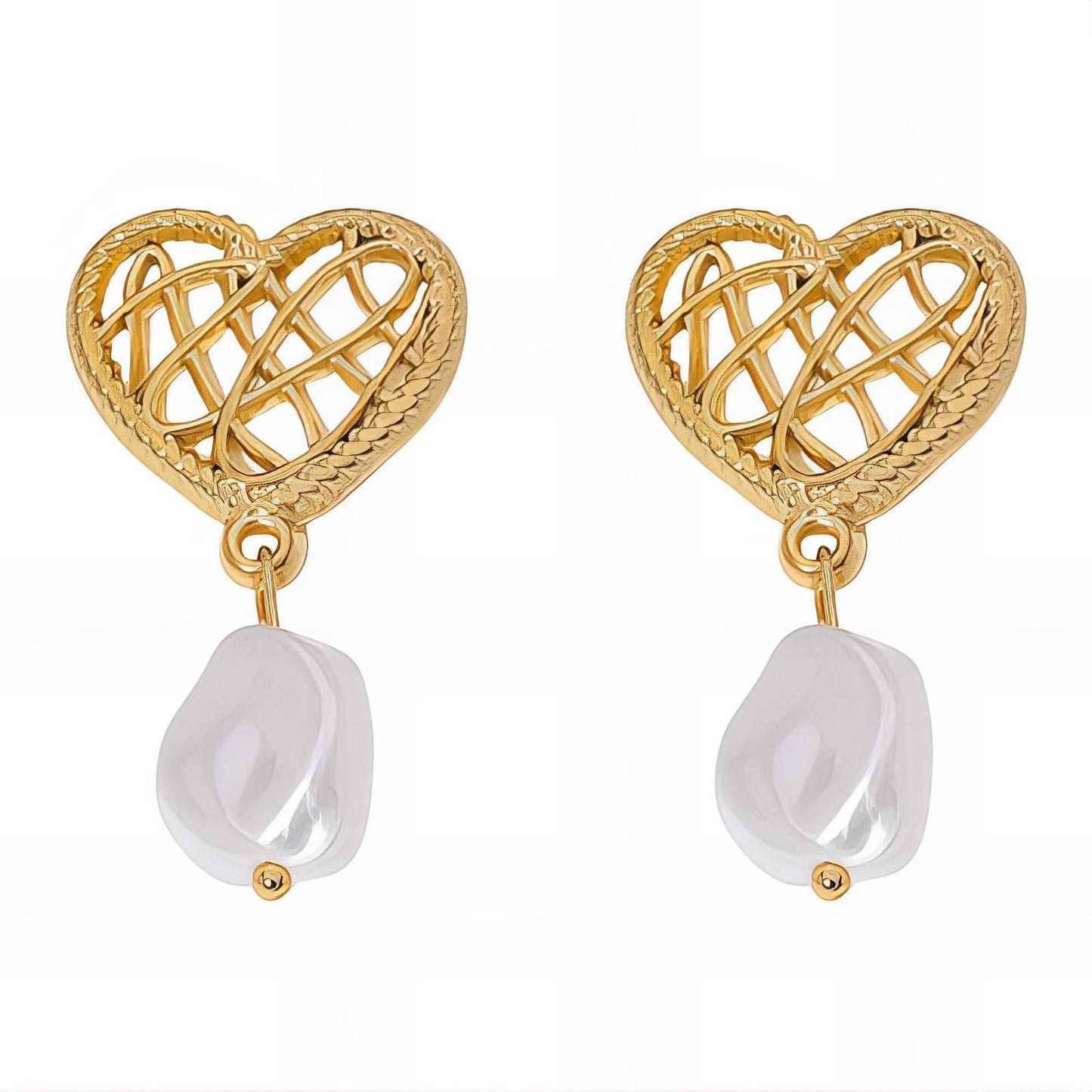 Heart pearl drop earrings