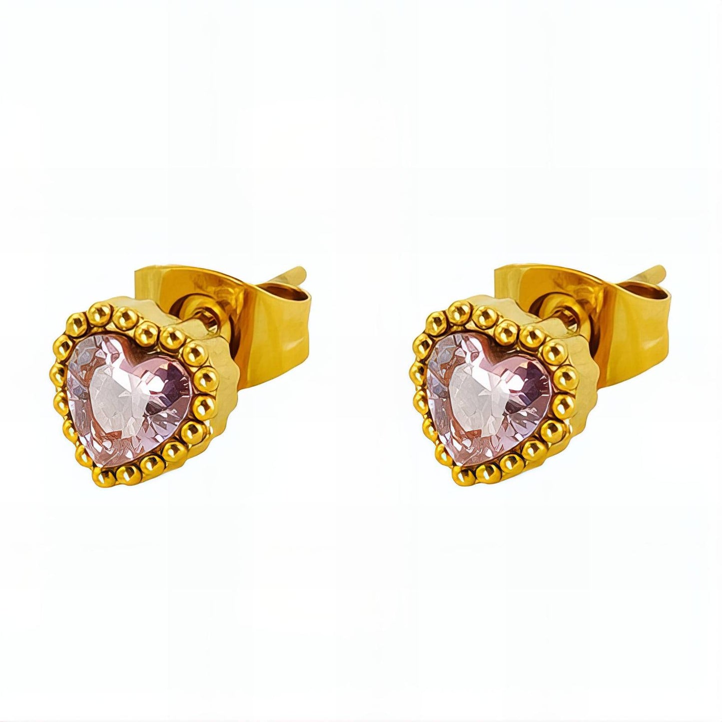 Pink hearts stud