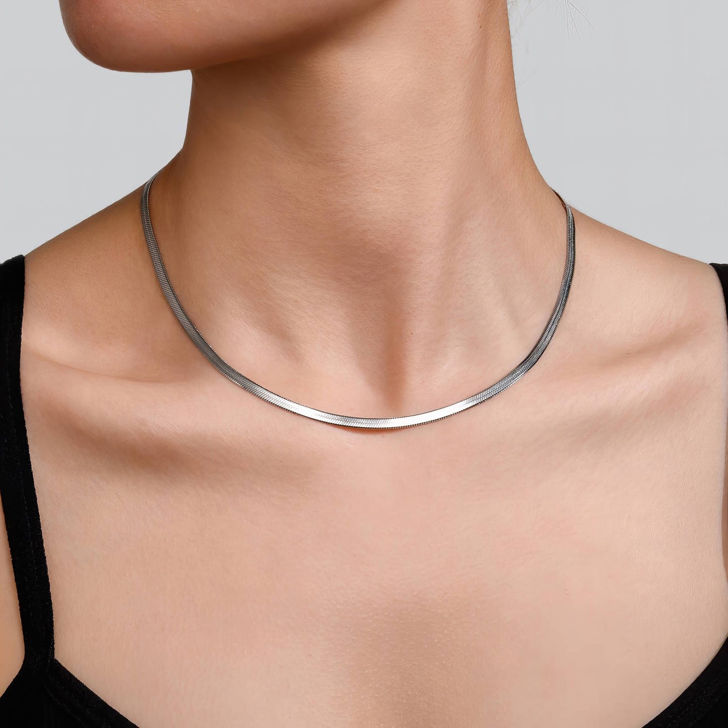 Snake 0.4cm necklace-silver