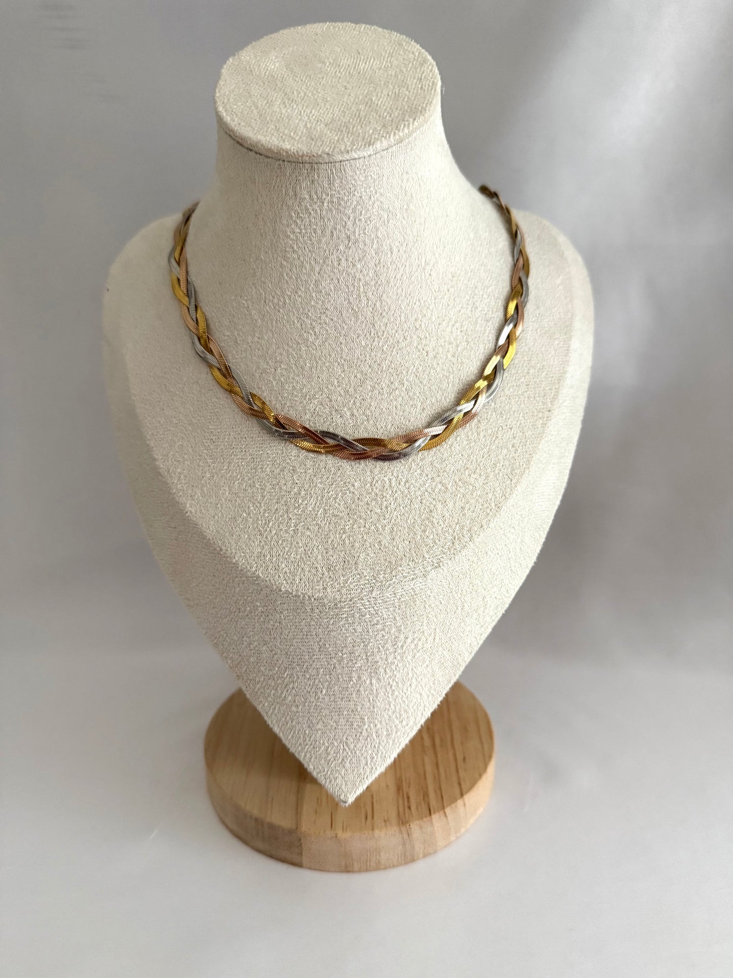 Plaited mixed metal necklace