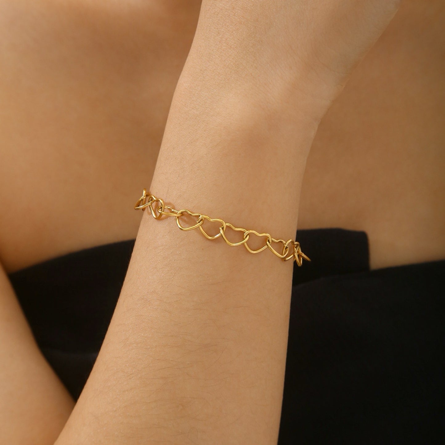 Linked hearts bracelet