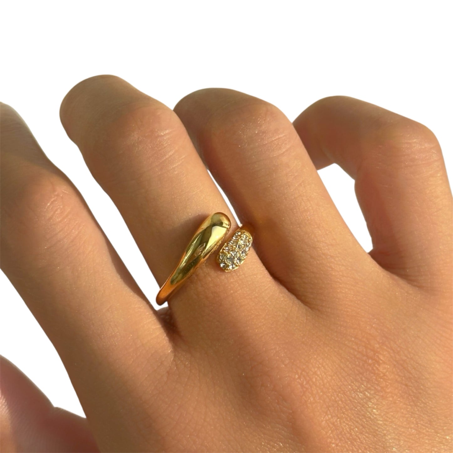 Crossover wrap diamond ring