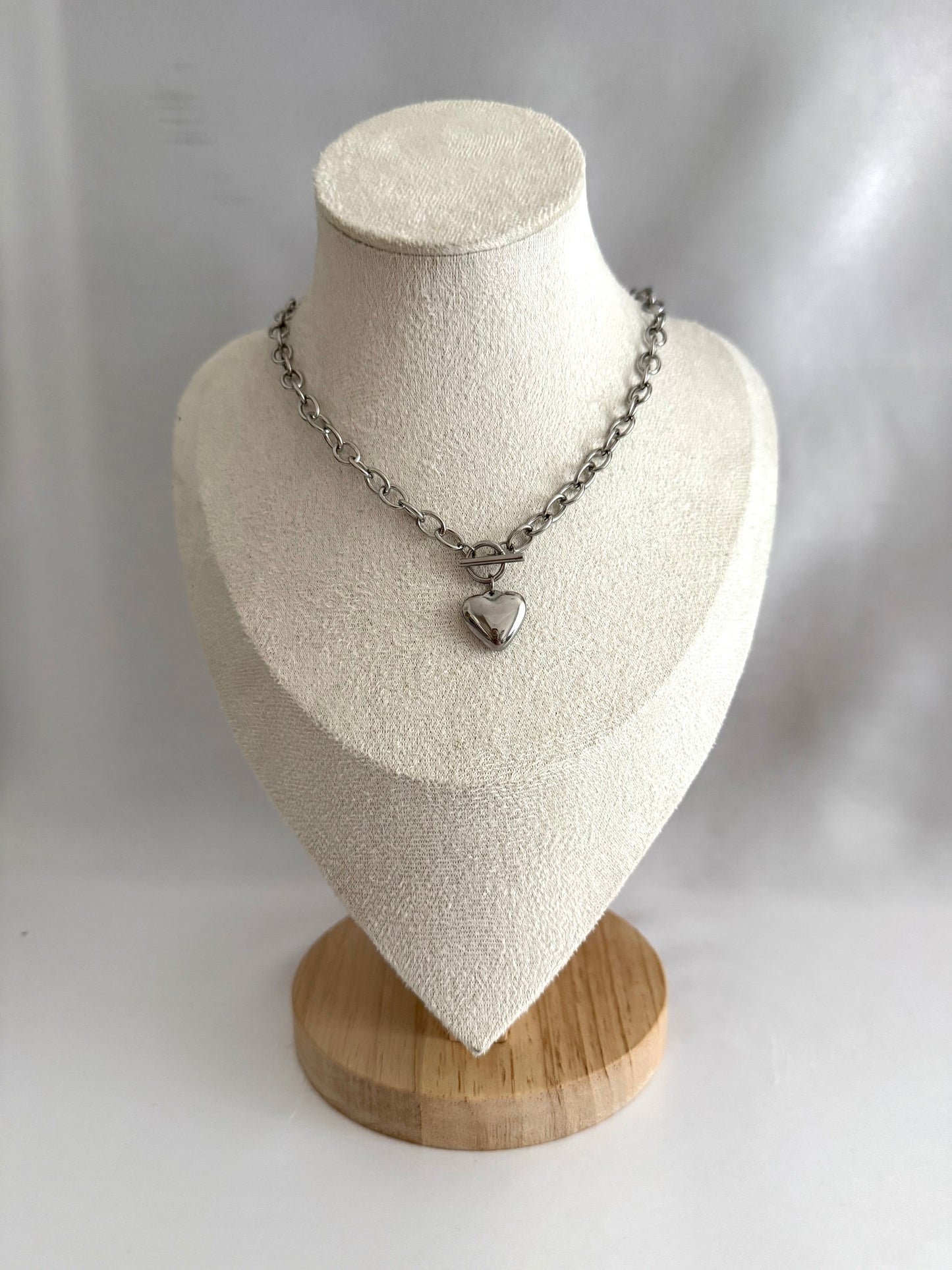 Heart fob necklace silver