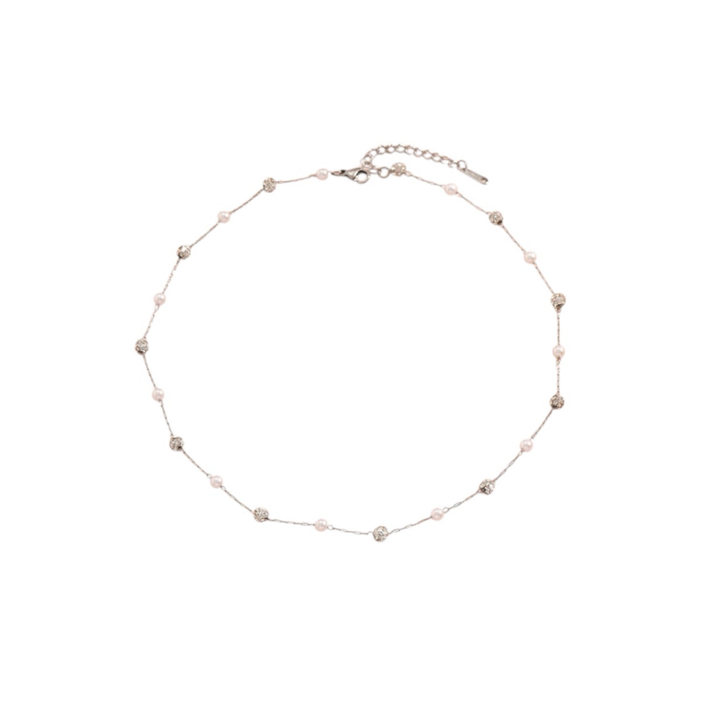 Pearl & beaded necklace silver