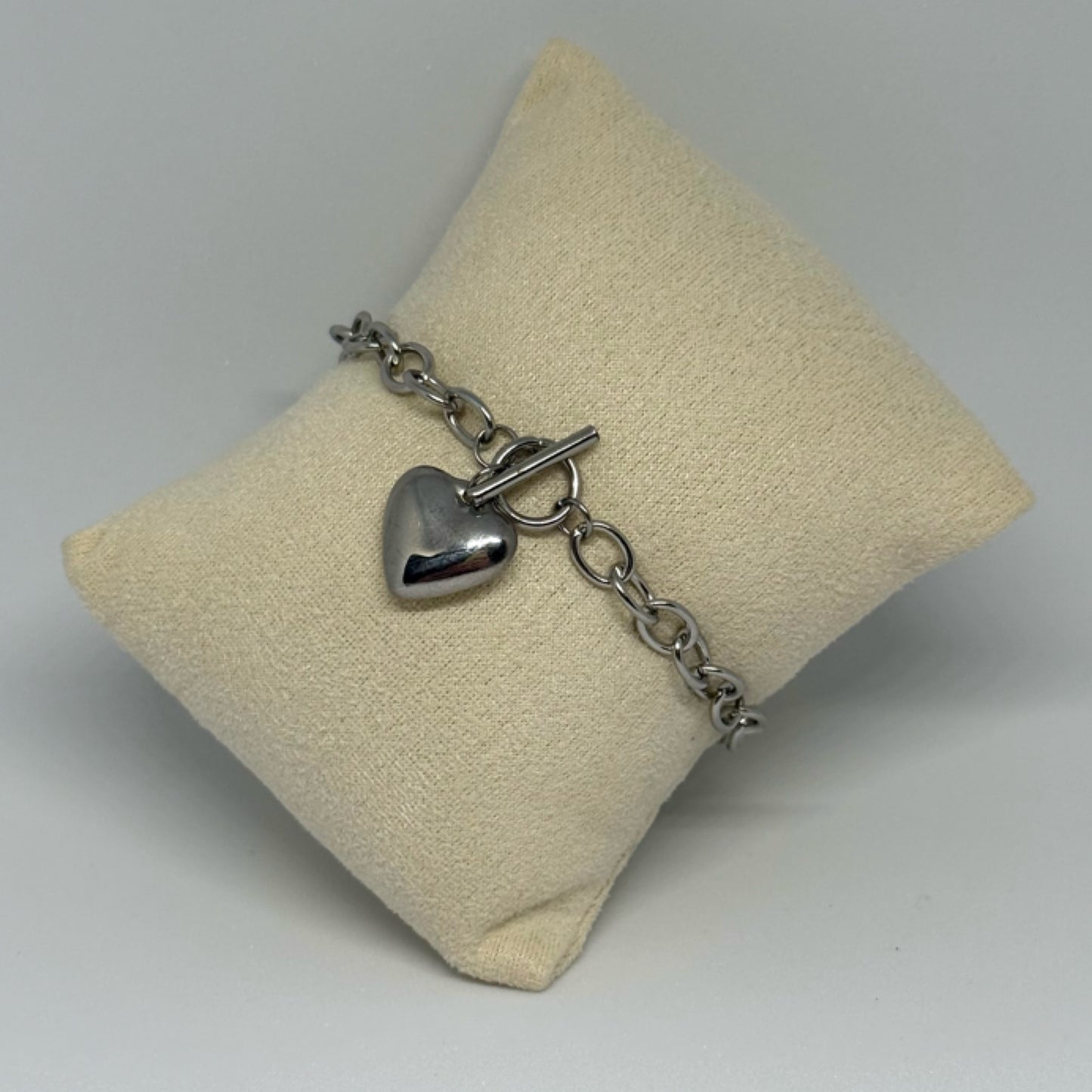 Heart fob bracelet silver