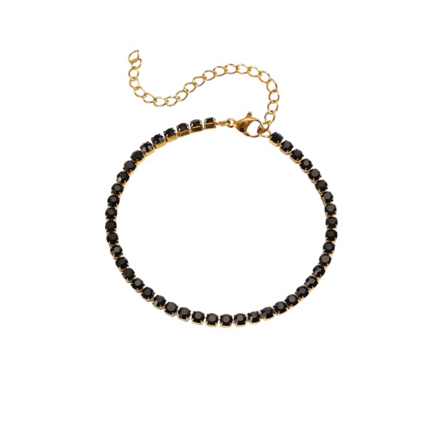 Black stone tennis bracelet gold