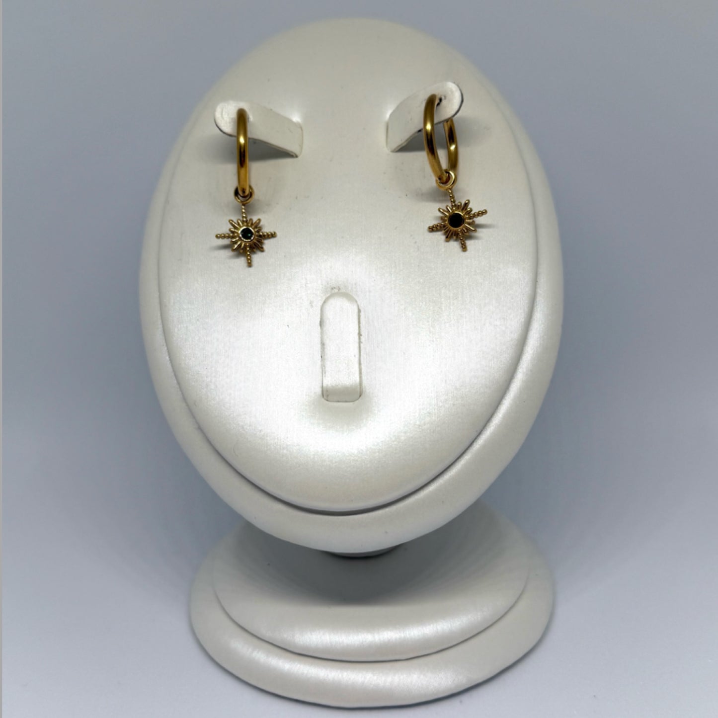 North star green drop earrings