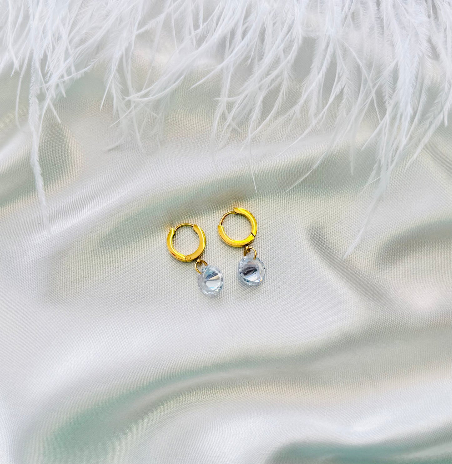 Crystal disc drop earrings