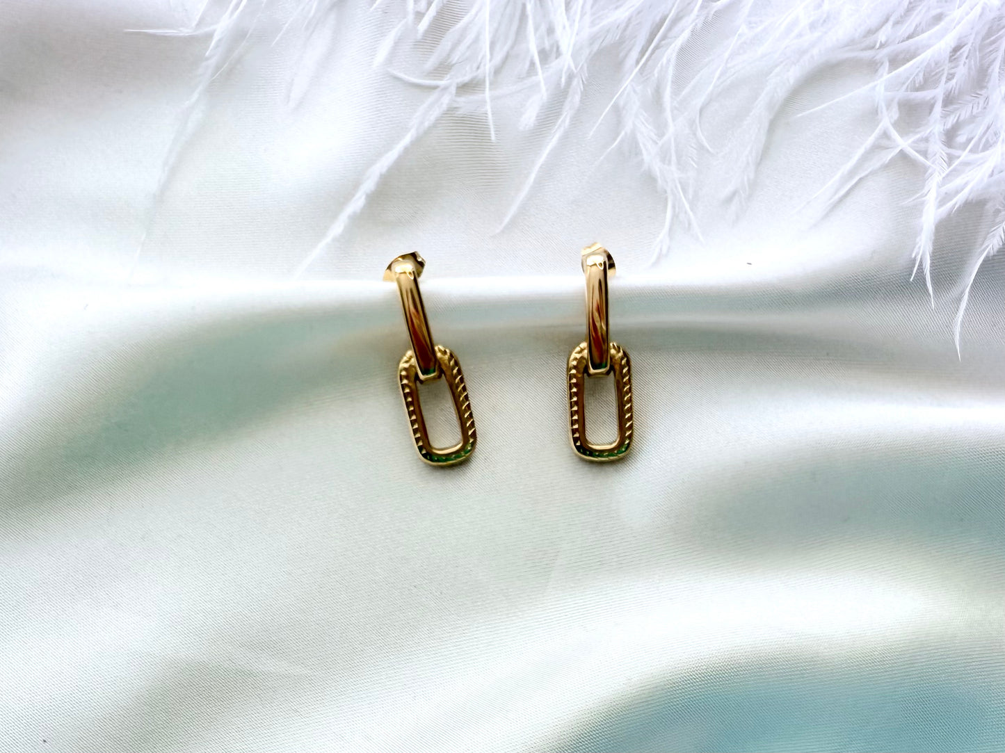 Woven link drop earrings
