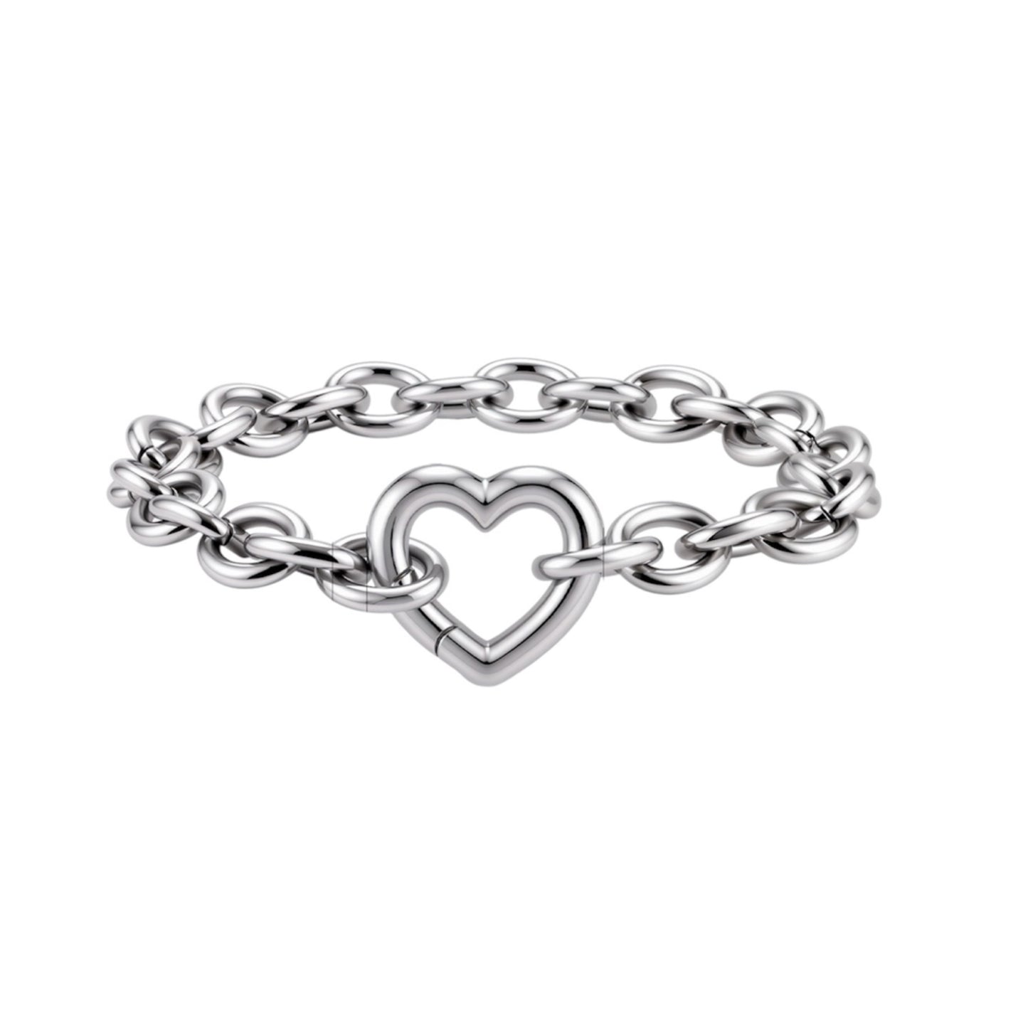 Heart paperclip bracelet silver