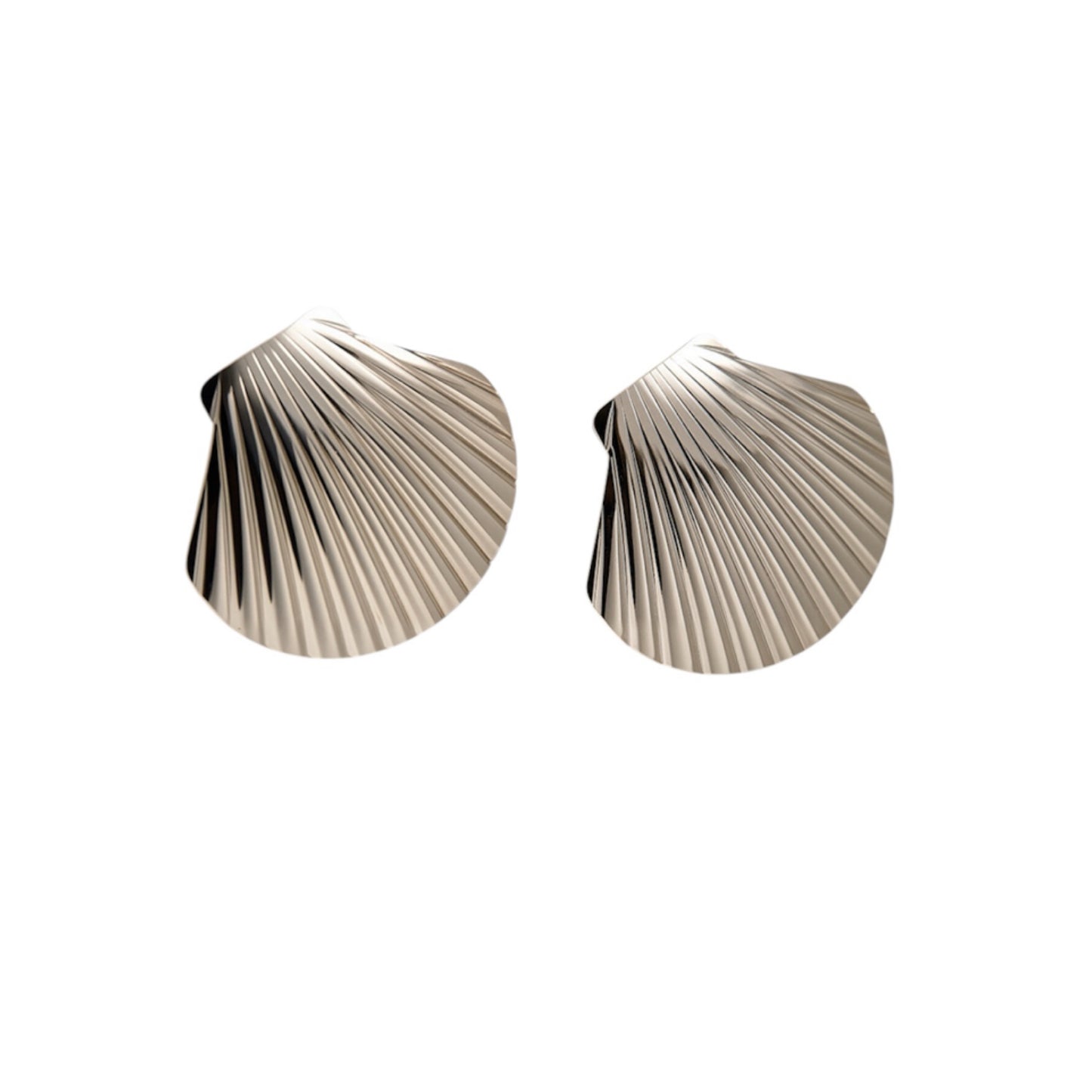 Large fan shell earrings silver
