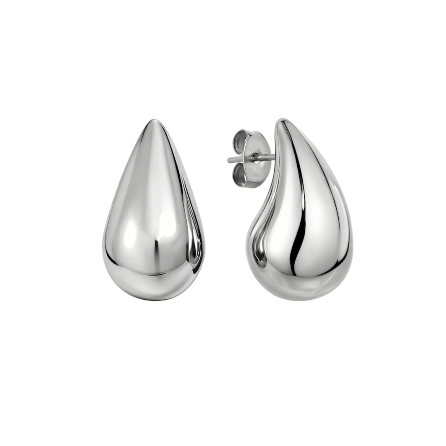 Large droplet earrings silver