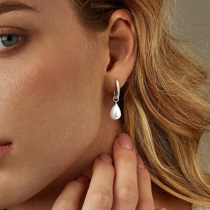 Pearl teardrop earrings silver