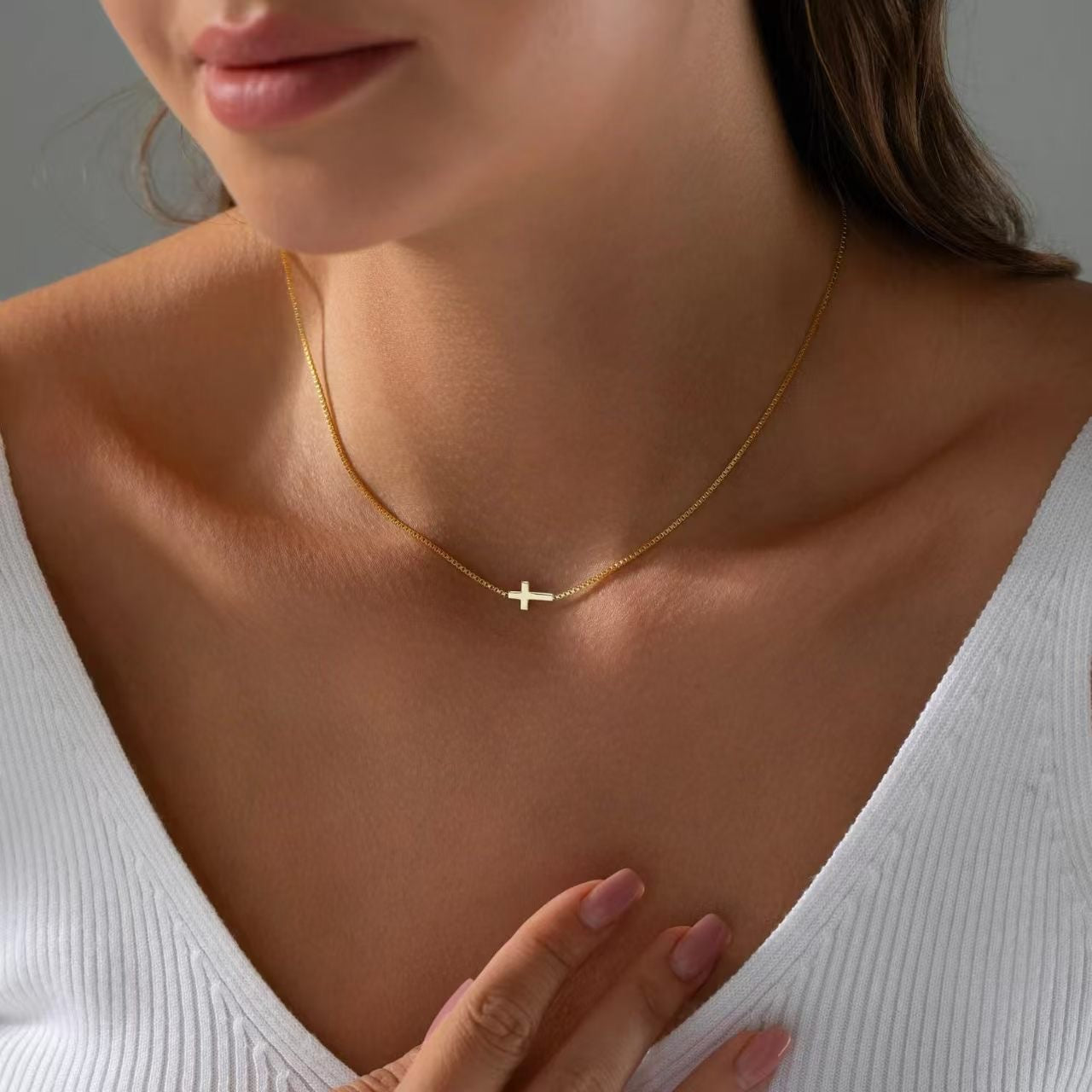Sideways cross necklace