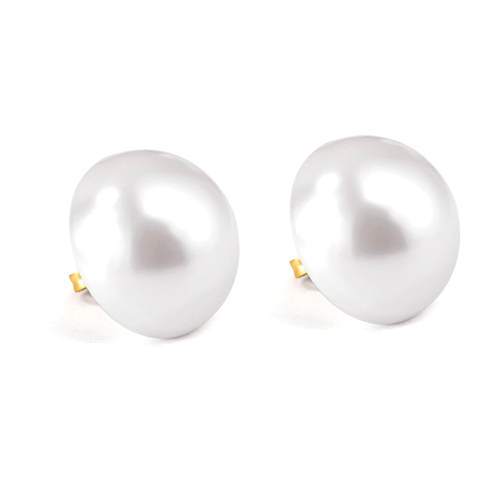 Half pearl large stud earrings