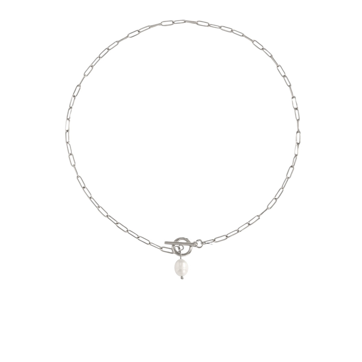Pearl fob necklace Silver