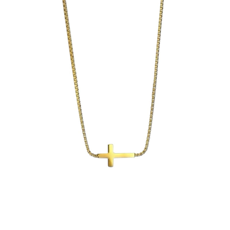 Sideways cross necklace