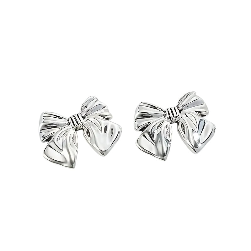 Bow stud earrings silver