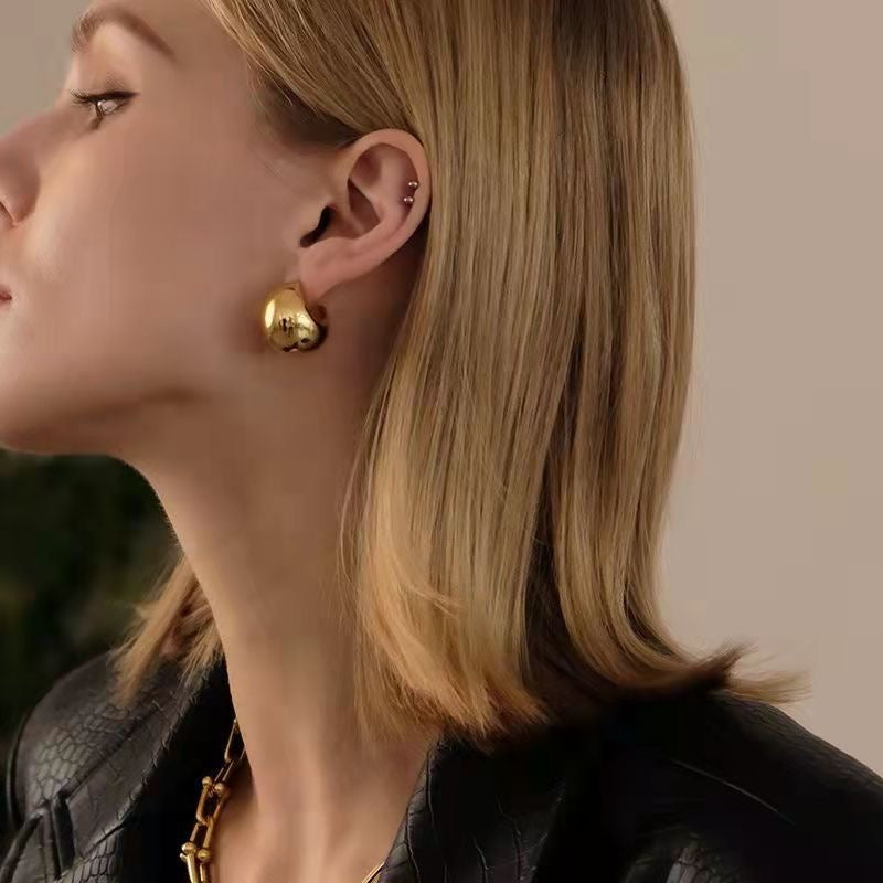 Half moon stud earrings gold