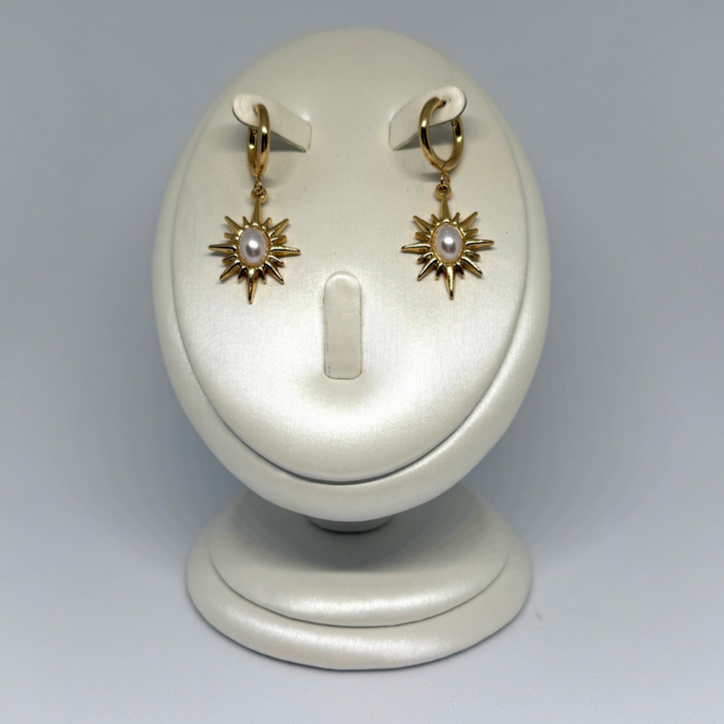 Pearl sun drop earrings gold