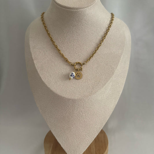 Floral drop charm necklace