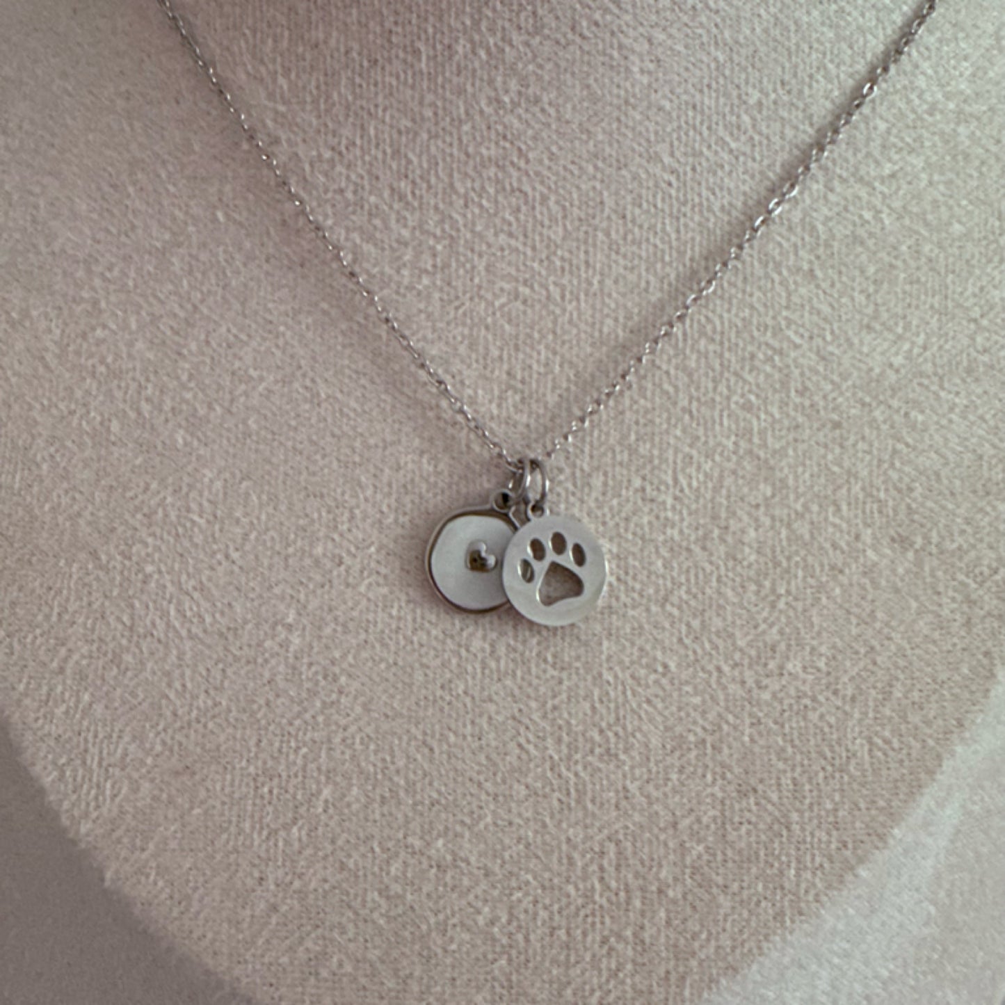 Paw love charm necklace silver