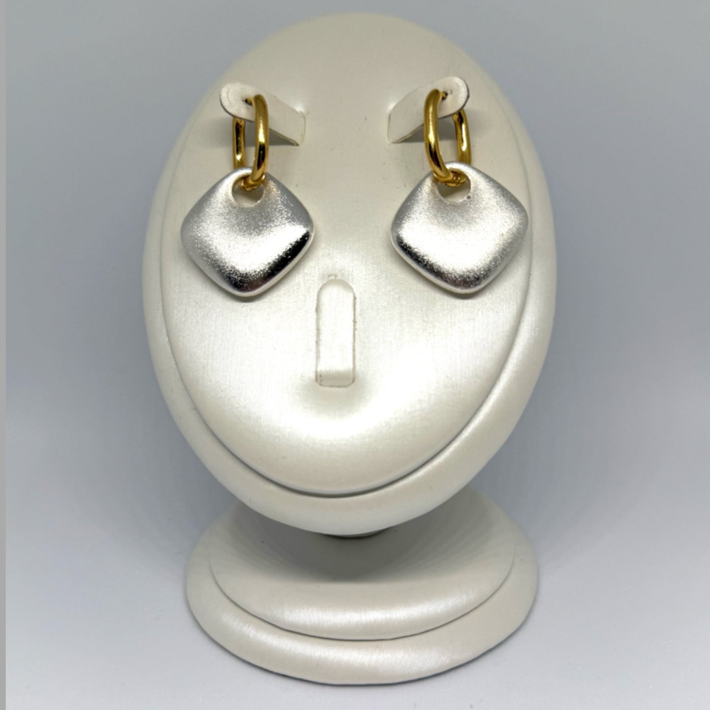 Shimmer disc drop hoop earrings