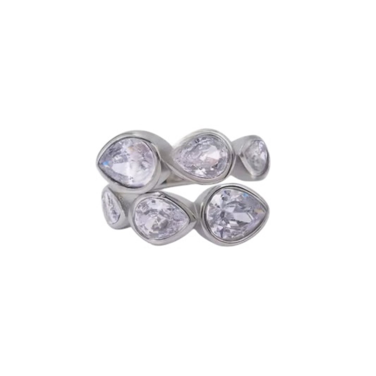 Teardrop wrap ring silver
