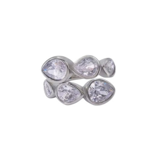 Teardrop wrap ring silver