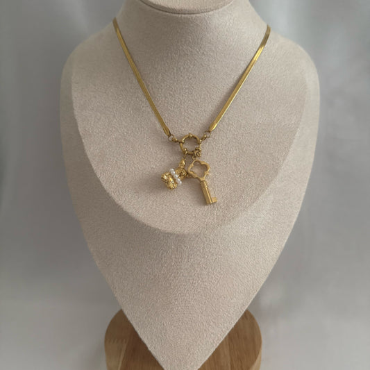 Bunny key charm necklace